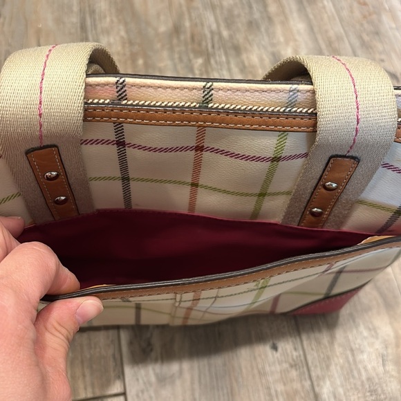 Coach Pink and Cream Plaid Tote Bag with Matching Small Pouch - Picture 9 of 17